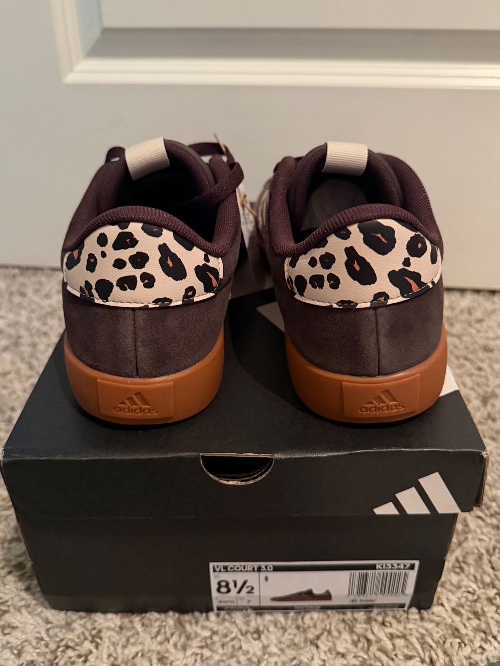 adidas Men’s Chocolate Brown Suede Sneakers with Leopard Stripes - Picture 5 of 8